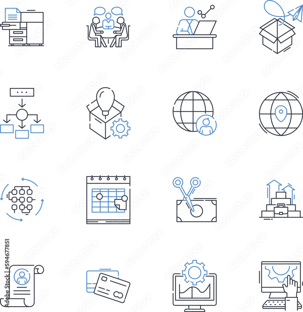 Firm facilities line icons collection. Office, Warehouse, Showroom ...