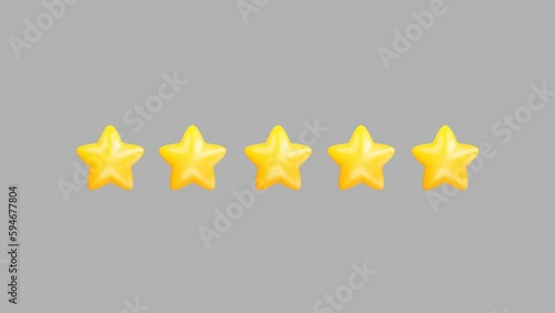 Five Star Rating Animation with Alpha Channel on Transparent Background
