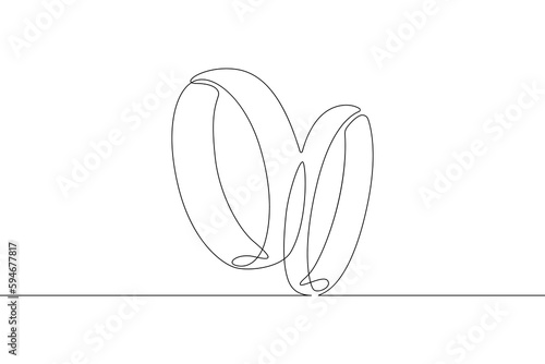 One continuous line. Wedding rings. Precious rings. Jewelry. Engagement rings. One continuous line drawn isolated, white background.