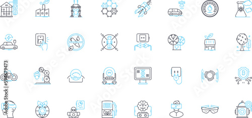Multinational commerce linear icons set. Globalization, Trade, Expansion, Import/export, Interconnectivity, Finance, Diversity line vector and concept signs. Localization,Logistics,Supply chain