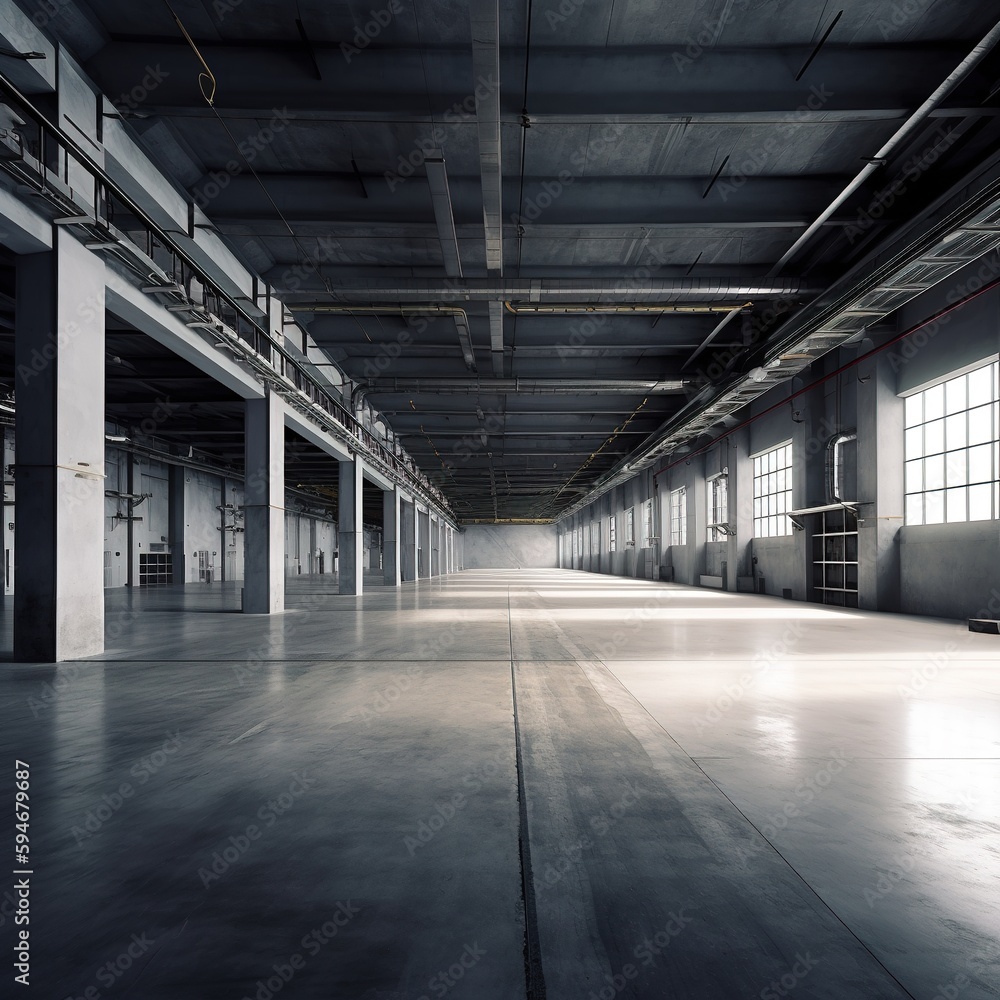 Empty Modern Warehouse ready to accept cargo. generative ai