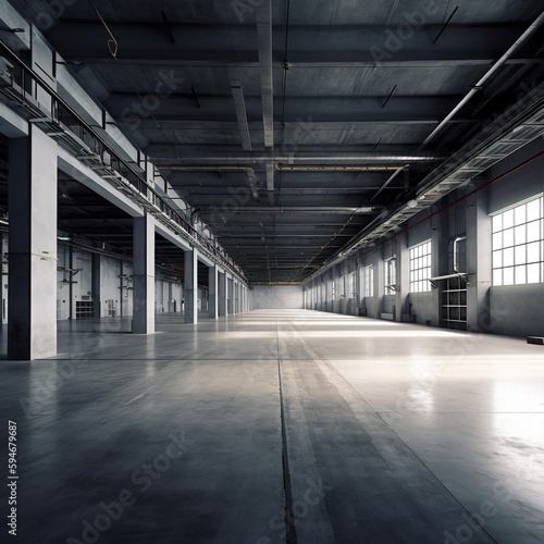 Empty Modern Warehouse ready to accept cargo. generative ai