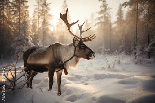 Santa's reindeer. Christmas holiday. Generative AI © Pixel Matrix