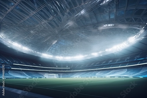 Stunning view of modern football stadium. Generative AI