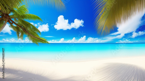 南国　ビーチ　海　浜辺　夏　清涼感　横長サイズ　トロピカル © sunafe