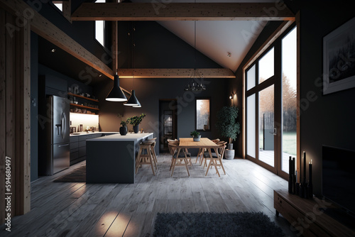 Modern & dark interior design of home
