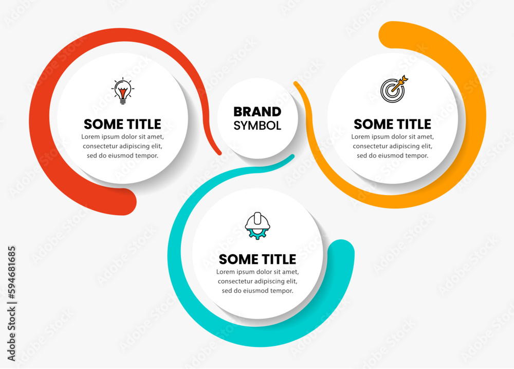 Infographic template. 3 abstract circles with icons and text Infographic template. 3 abstract circles with icons and text