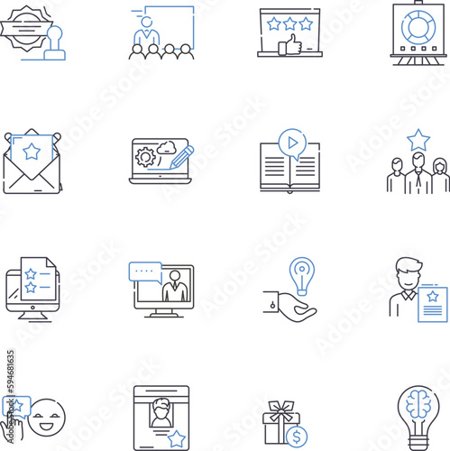 Loyalty concept line icons collection. Devotion, Fidelity, Allegiance, Commitment, Dedication, Faithfulness, Hsty vector and linear illustration. Respect,Trust,Dependability outline signs set