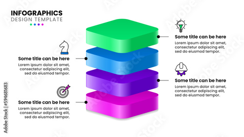 Infographic template. Tower with 4 isometric squares