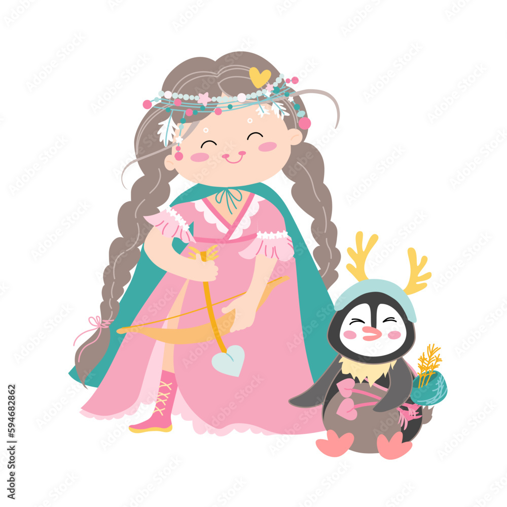 Zodiac signs cute illustration flat.
Little princess with penguin like Sagittarius astrological sign. Vector baby illustration isolated on white background. Astrological symbol as a cartoon character. Zodiac signs cute illustration flat.
Little princess with penguin like Sagittarius astrological sign. Vector baby illustration isolated on white background. Astrological symbol as a cartoon character.