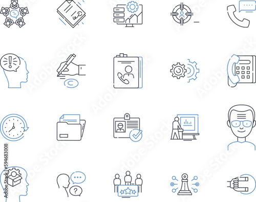 Market relations line icons collection. Cooperation, Demand, Supply, Pricing, Monopoly, Competition, Sharing vector and linear illustration. Interdependence,Partnership,Collaboration outline signs set