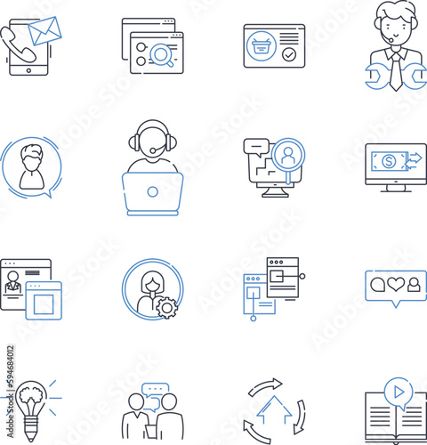 Computerized resources line icons collection. Automation, Digitization, Software, Hardware, Nerks, Databases, Algorithms vector and linear illustration. Cybersecurity,Cloud computing,Virtualization