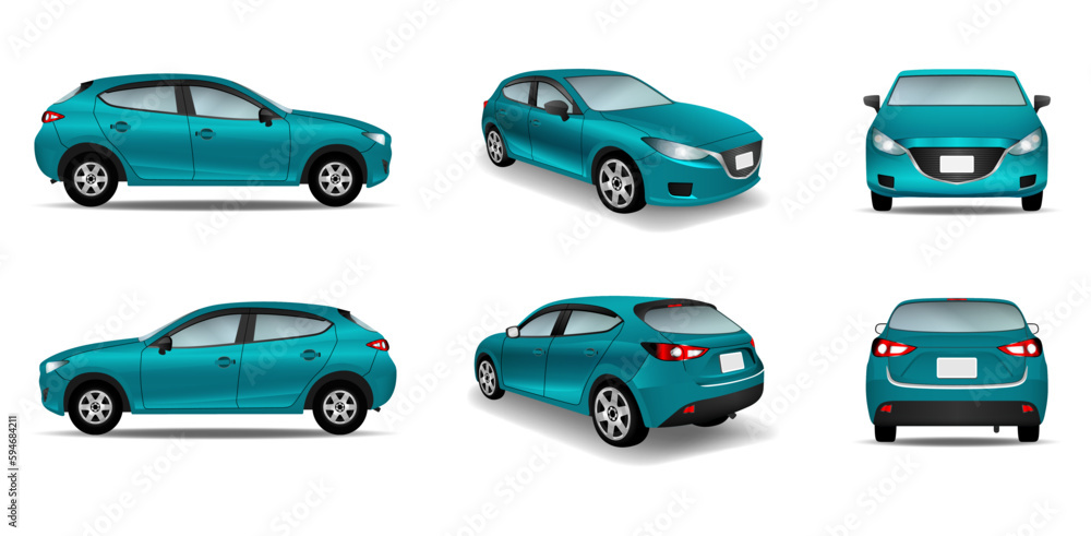  Blue car isolate on the background. Ready to apply to your design. Vector illustration.