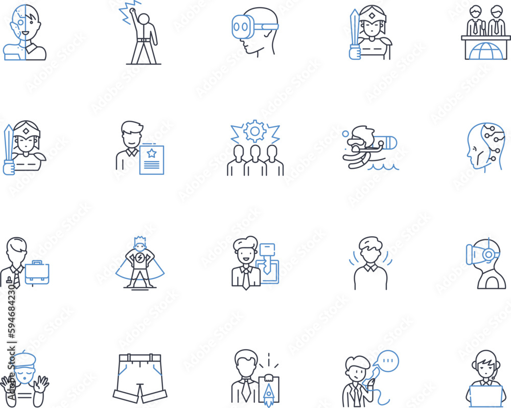 Sons line icons collection. Brotherhood, Family, Fatherhood, Legacy, Masculinity, Loyalty, Protection vector and linear illustration. Honor,Respect,Responsibility outline signs set