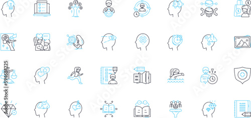 Revolutionary markets linear icons set. Innovation, Disruption, Progress, Transformation, Breakthrough, Emerging, Leading line vector and concept signs. Piering,Evolution,Advancement outline