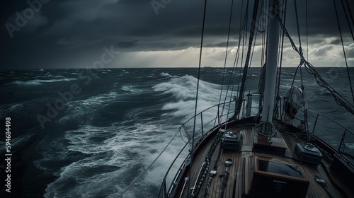 Yacht im Sturm auf offener See, Ozean, Sturm, Schiff, generated Ai