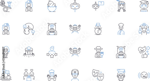 Humorous folks line icons collection. Comical, Witty, Jovial, Amusing, Hilarious, Goofy, Lighthearted vector and linear illustration. Whimsical,Playful,Joyful outline signs set photo