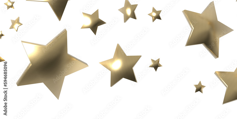 Obraz premium Banner with golden decoration. Festive border with falling glitter dust and stars.