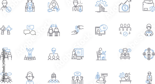 Labor conditions line icons collection. Wages, Overtime, Safety, Discrimination, Benefits, Hours, Working conditions vector and linear illustration. Child labor,Harassment,Exploitation outline signs