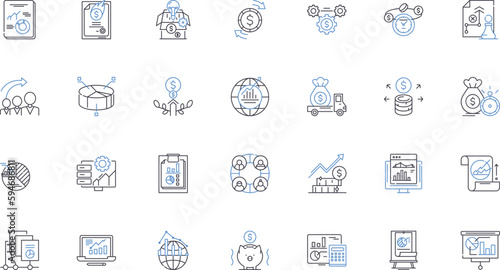 Capitalism line icons collection. Competition, Profit, Market, Entrepreneurship, Innovation, Greed, Efficiency vector and linear illustration. Consumerism,Supply,Demand outline signs set