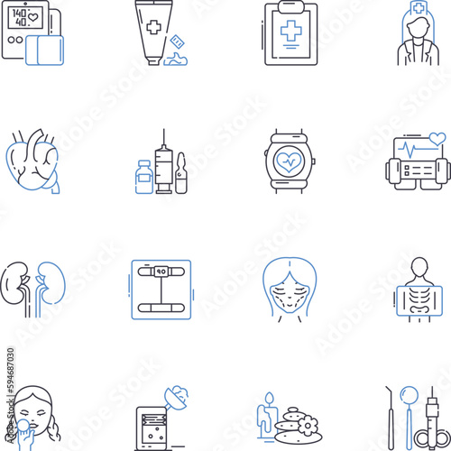 Health services line icons collection. Wellness, Nutrition, Rehabilitation, Therapy, Psychiatry, Counseling, Dentistry vector and linear illustration. Optometry,Pediatrics,Gynecology outline signs set