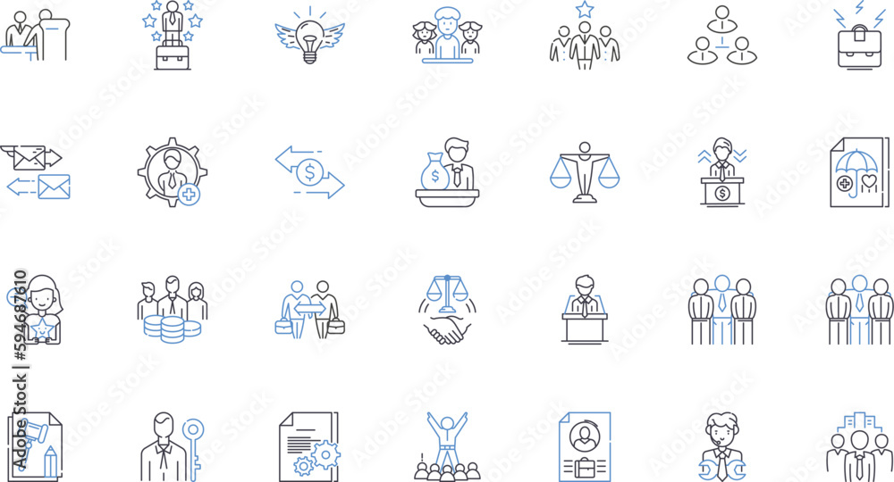 Workforce planning line icons collection. Demographics, Analysis, Forecasting, Strategy, Diversity, Sustainability, Retention vector and linear illustration. Succession,Talent,Recruitment outline