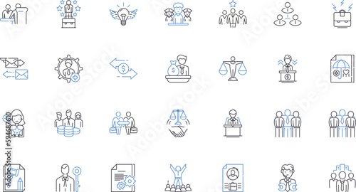Workforce planning line icons collection. Demographics, Analysis, Forecasting, Strategy, Diversity, Sustainability, Retention vector and linear illustration. Succession,Talent,Recruitment outline