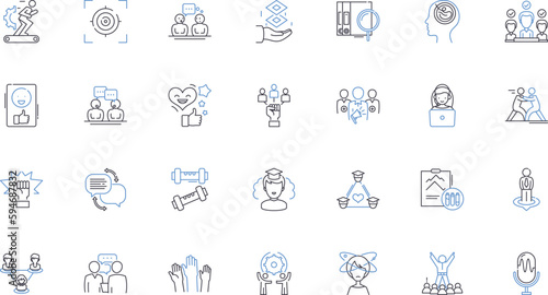 Training realm line icons collection. Development, Fitness, Coaching, Education, Progress, Growth, Learning vector and linear illustration. Instruction,Mentoring,Advancement outline signs set