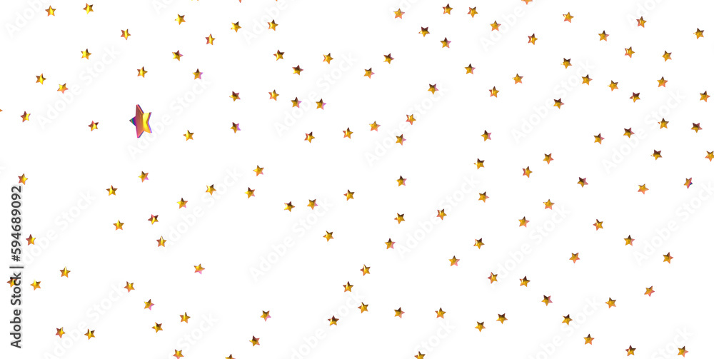 XMAS stars. Confetti celebration, Falling golden abstract decoration for party, birthday celebrate, 3d PNG