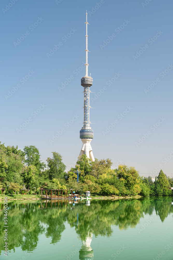 Obraz premium View of Tashkent TV Tower from Japanese Garden, Uzbekistan
