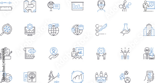 Advancement line icons collection. Progress, Evolution, Innovation, Improvement, Growth, Development, Upgrade vector and linear illustration. Modernization,Enhancement,Augmentation outline signs set