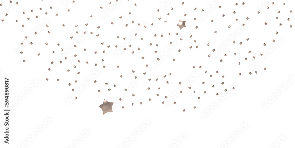 XMAS Stars - Banner with golden decoration. Festive border with falling glitter dust and stars.  PNG