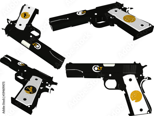 Handgun weapon illustration vector sketch
