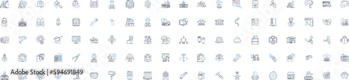 Architect line icons collection. Design, Blueprint, Structural, Construction, Building, Plan, Space vector and linear illustration. Drafting,Creative,Innovation outline signs set