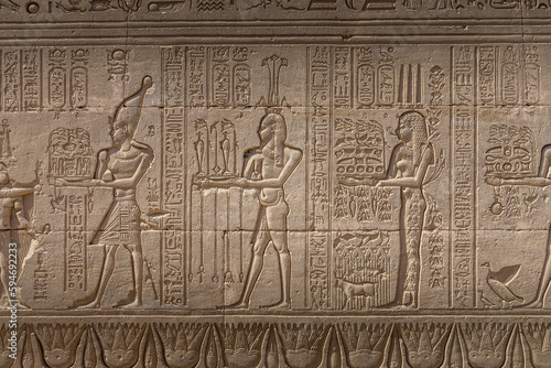 Reliefs on the outside of the Dendera Temple, Egypt