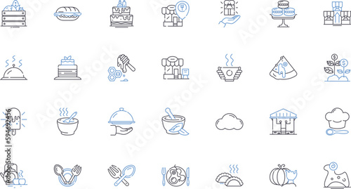Confectiry store line icons collection. Sweets, Candy, Chocolates, Truffles, Gummies, Lollipops, Fudge vector and linear illustration. Taffy,Licorice,Marshmallows outline signs set