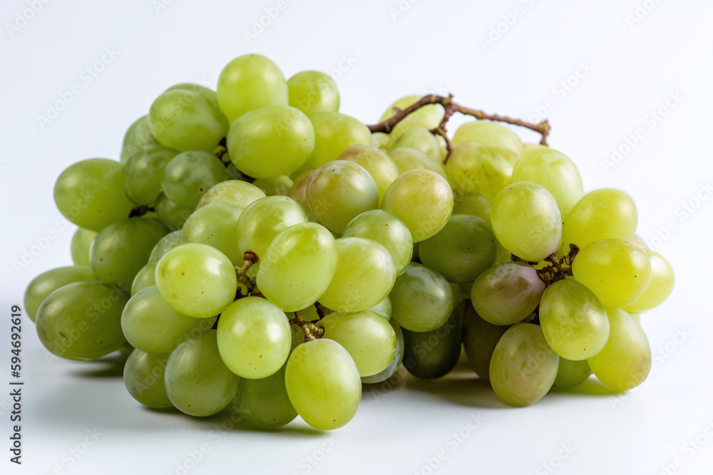 Grappe de raisins verts sur fond gris » IA générative