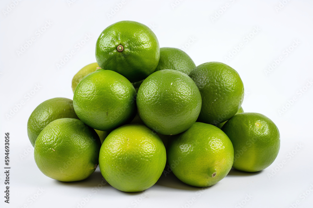 Citrons verts juteux sur fond blanc » IA générative Citrons verts juteux sur fond blanc » IA générative