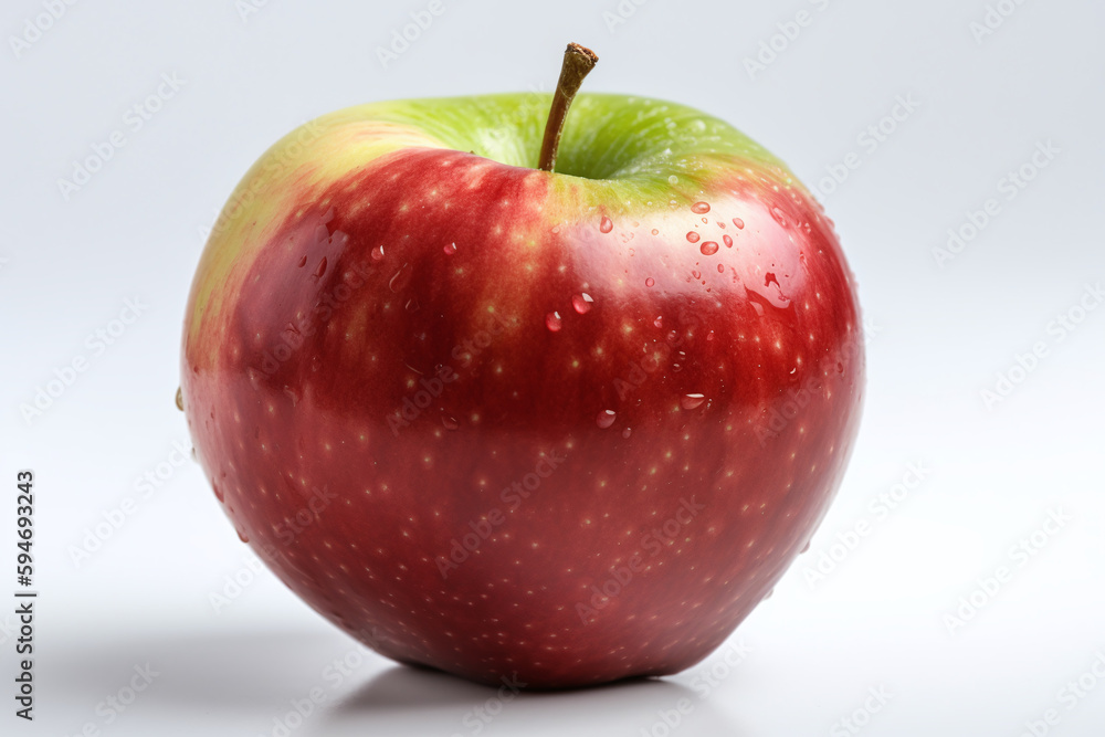 Gros plan sur une pomme rouge fraiche et juteuse sur fond gris » IA générative Gros plan sur une pomme rouge fraiche et juteuse sur fond gris » IA générative