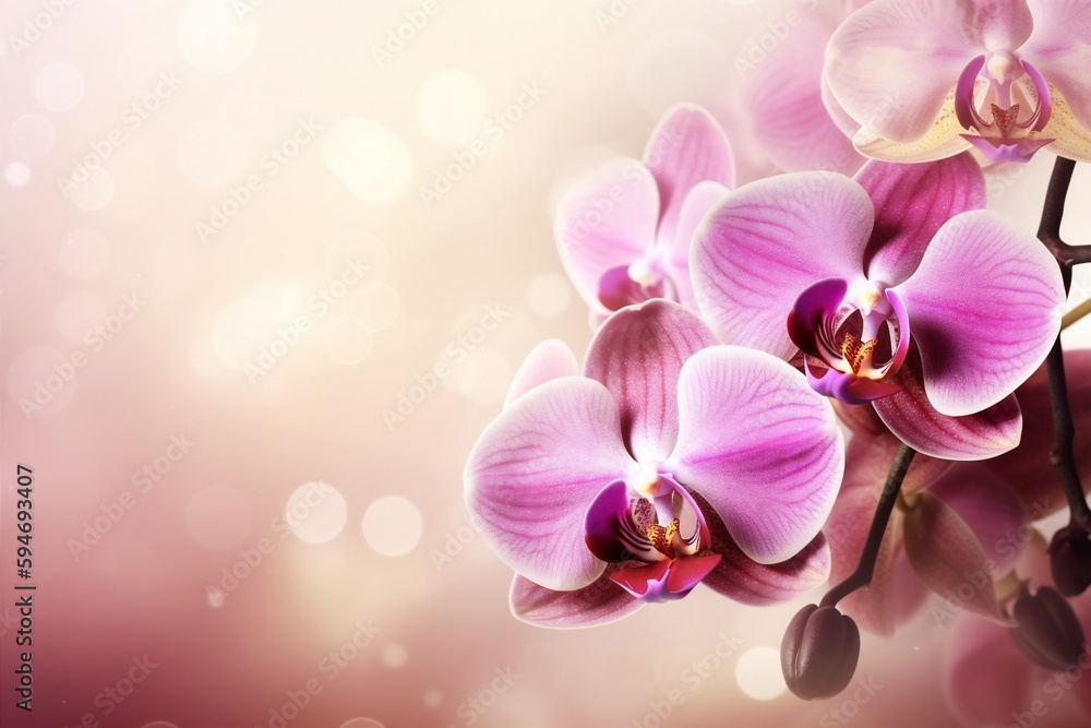 Obraz premium space background flowers space nature blossom copy beautiful spring green floral leaf. Generative AI.