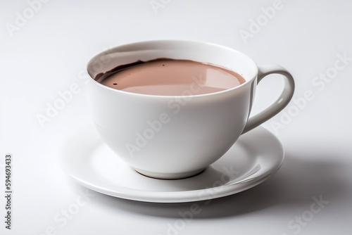Une tasse de lait au chocolat chaud sur fond blanc » IA générative photo