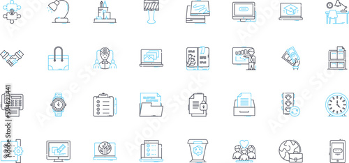 Legal entity linear icons set. Corporation, Partnership, Business, Company, Firm, LLC, Trust line vector and concept signs. Organization,Association,Sole proprietorship outline illustrations