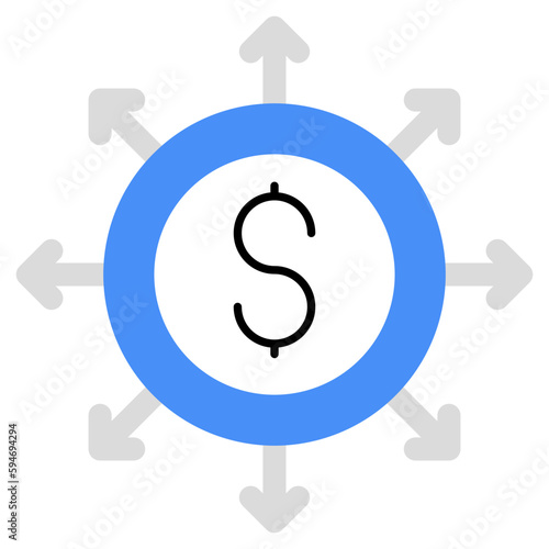 A flat design icon of financial outflow 