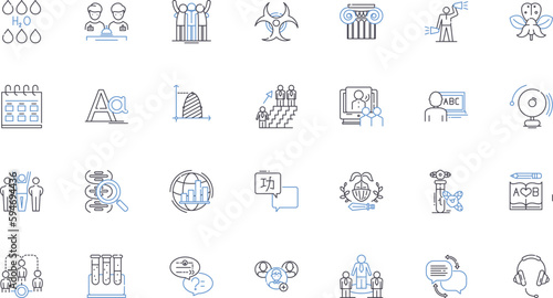 Specialized training line icons collection. Certification, Apprenticeship, Bootcamp, Mentorship, Residency, Fellowship, Mastery vector and linear illustration. Immersion,Practicum,Proficiency outline