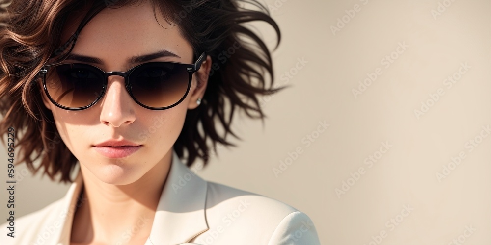 Woman wearing sunglasses, generative ai Woman wearing sunglasses, generative ai