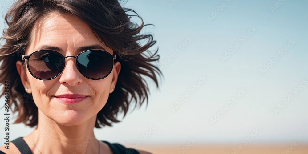 Woman wearing sunglasses, generative ai Woman wearing sunglasses, generative ai