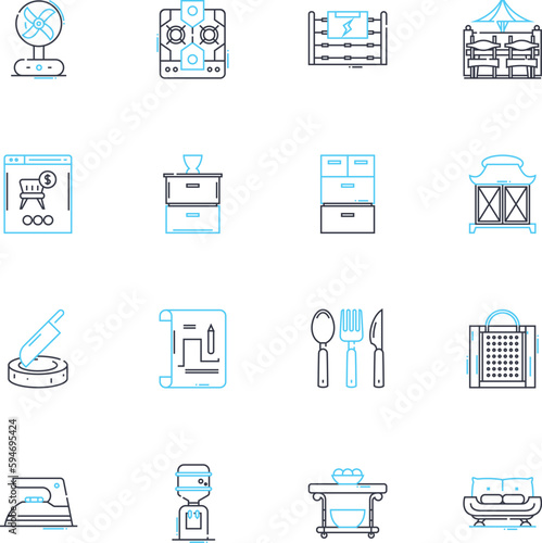 Space embellishment linear icons set. Stellar, Galactic, Cosmic, Extraterrestrial, Nebulous, Celestial, Interstellar line vector and concept signs. Meteoric,Planetary,Astrological outline