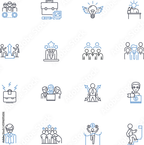 Conducting line icons collection. Baton, Orchestra, Tempo, Refrain, Chorus, Maestro, Technique vector and linear illustration. Symphonies,Rhythm,Ensemble outline signs set