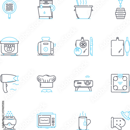 Equipment linear icons set. Tools, Gadgets, Apparatus, Machines, Devices, Gear, Instruments line vector and concept signs. Implements,Systems,Machinery outline illustrations