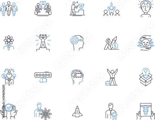 Rule line icons collection. Governance, Control, Authority, Dictate, Jurisdiction, Dominance, Supervision vector and linear illustration. Regulation,Dictum,Decree outline signs set